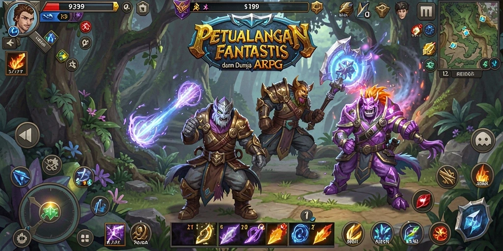 Tangkapan layar menampilkan pertempuran seru di dunia ARPG.