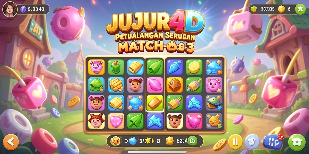 Screenshot utama JUJUR4D menampilkan gameplay seru dalam permainan Match-3.