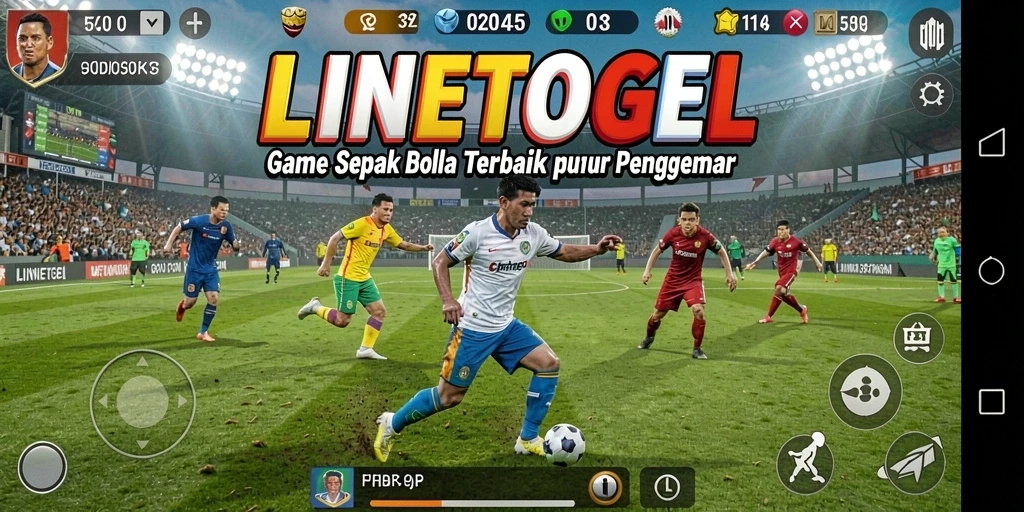 Tampilan gameplay menarik di LINETOGEL dengan aksi sepak bola yang seru.