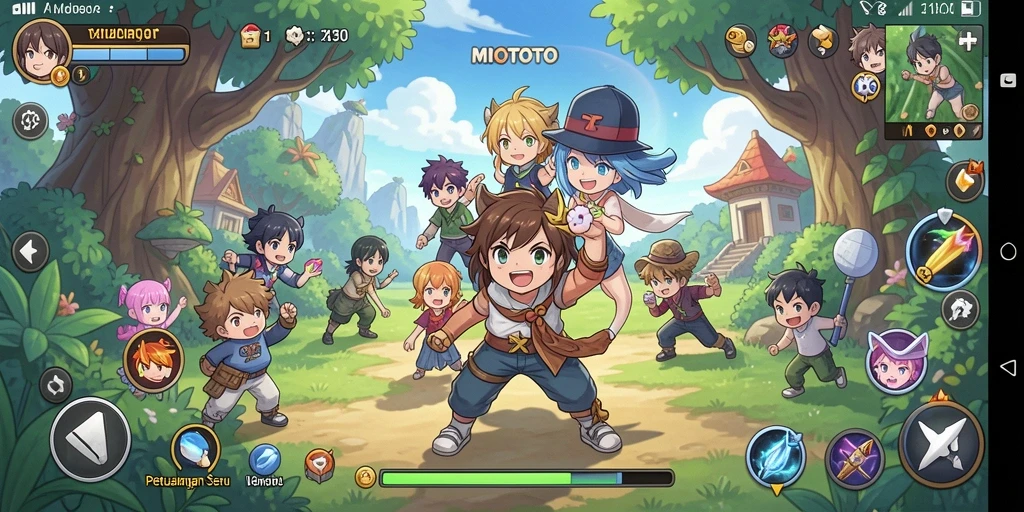 Tampilan gameplay MIOTOTO yang dinamis dan menarik.