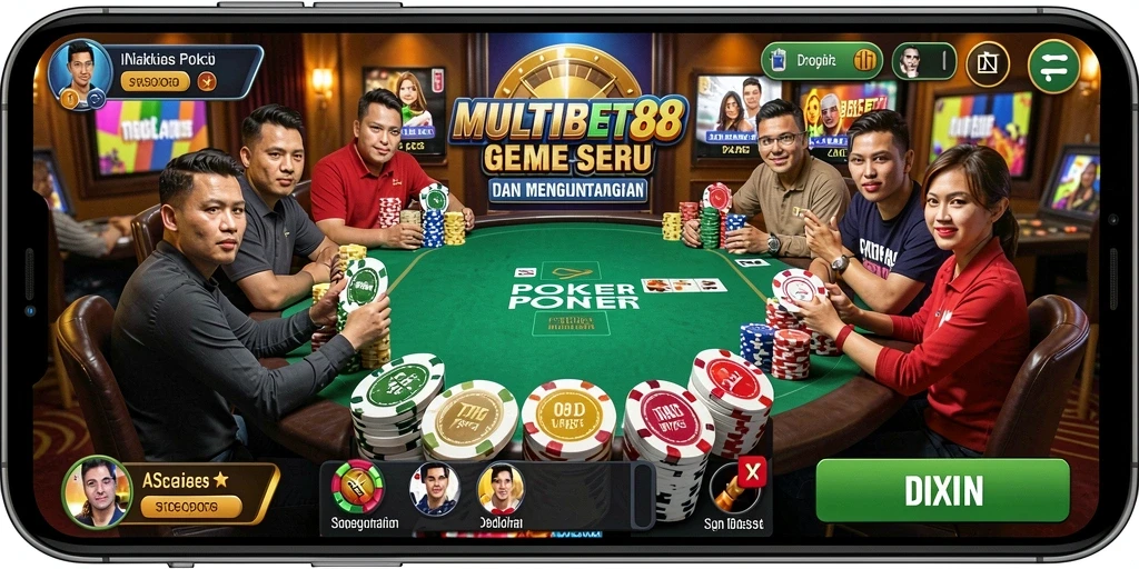 Screenshot utama MULTIBET88 menampilkan atmosfer bermain Poker yang mendebarkan.