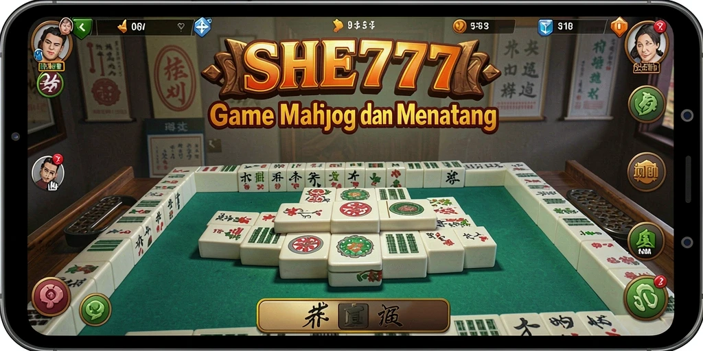 Screenshot gameplay SHE777 yang menunjukkan keseruan bermain Mahjong.