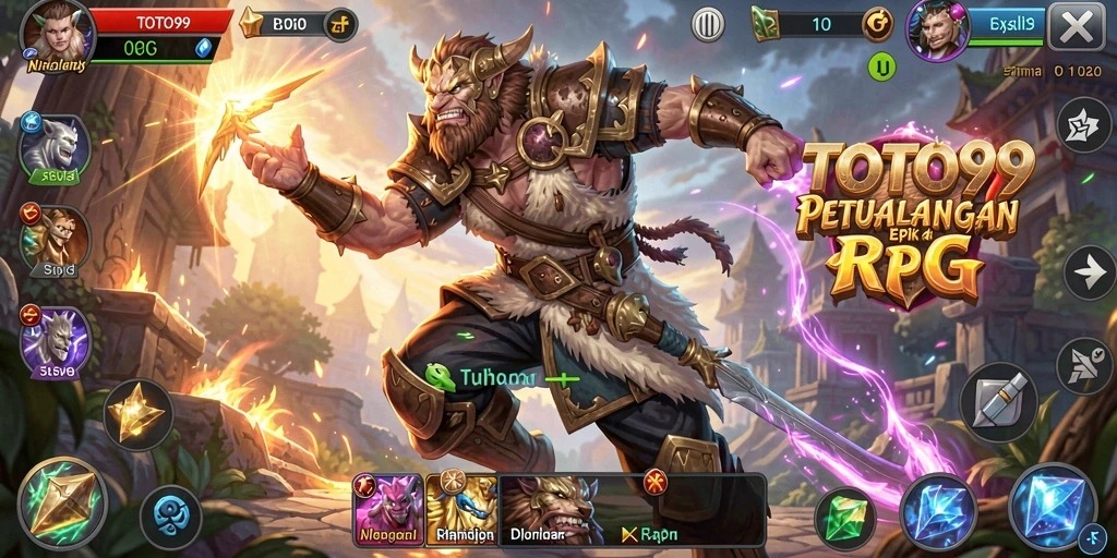 Screenshot gameplay TOTO99 menampilkan aksi seru dalam pertarungan RPG.
