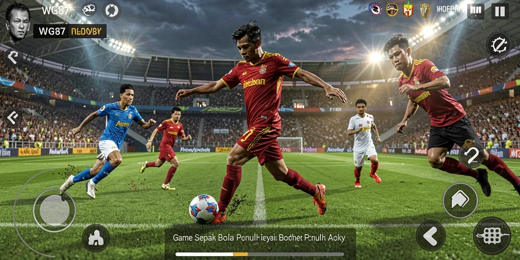 Tangkapan layar gameplay <strong>WG87</strong> menampilkan aksi sepak bola seru.